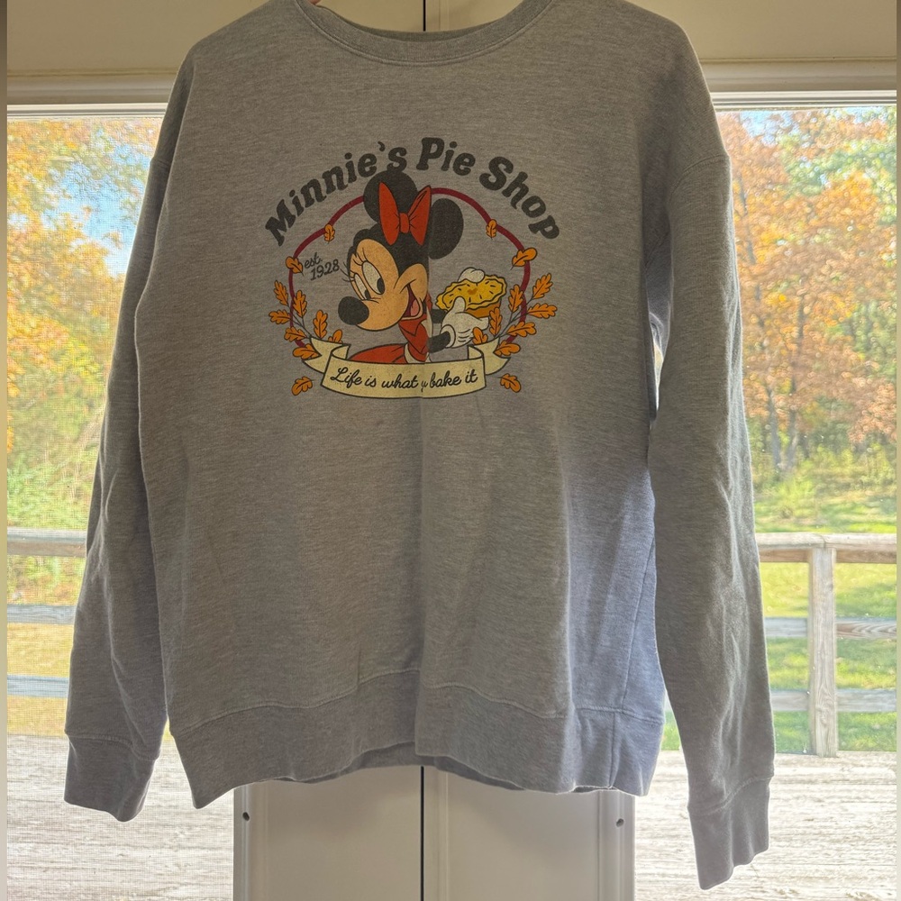 Disney Gray Minnie’s Pie Shop Crew Neck Sweatshirt